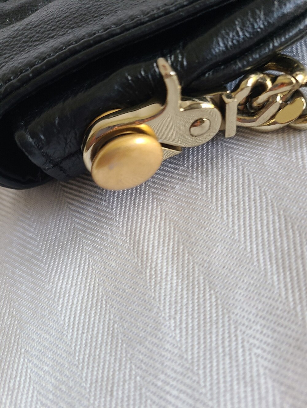 Wilsons Leather Maxima Black Leather Bag with Gold Chain and Crown Accent - Picture 7 of 8